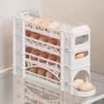 thumbnail image 2 of White Plastic Castle Egg Storage Organizer Refrigerator Side Door Rolling Shelf Stackable Container 13.58X8.86X3.15 Inches White, 2 of 6