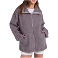 thumbnail image 3 of Aricy Womens Coat Casual Fleece Fuzzy Faux Shearling Zipper Coats Winter Fleece Jackets Long Sleeve Relaxed Warm Teddy Outerwear Fall Fashion Clothes with Pockets, 3 of 4