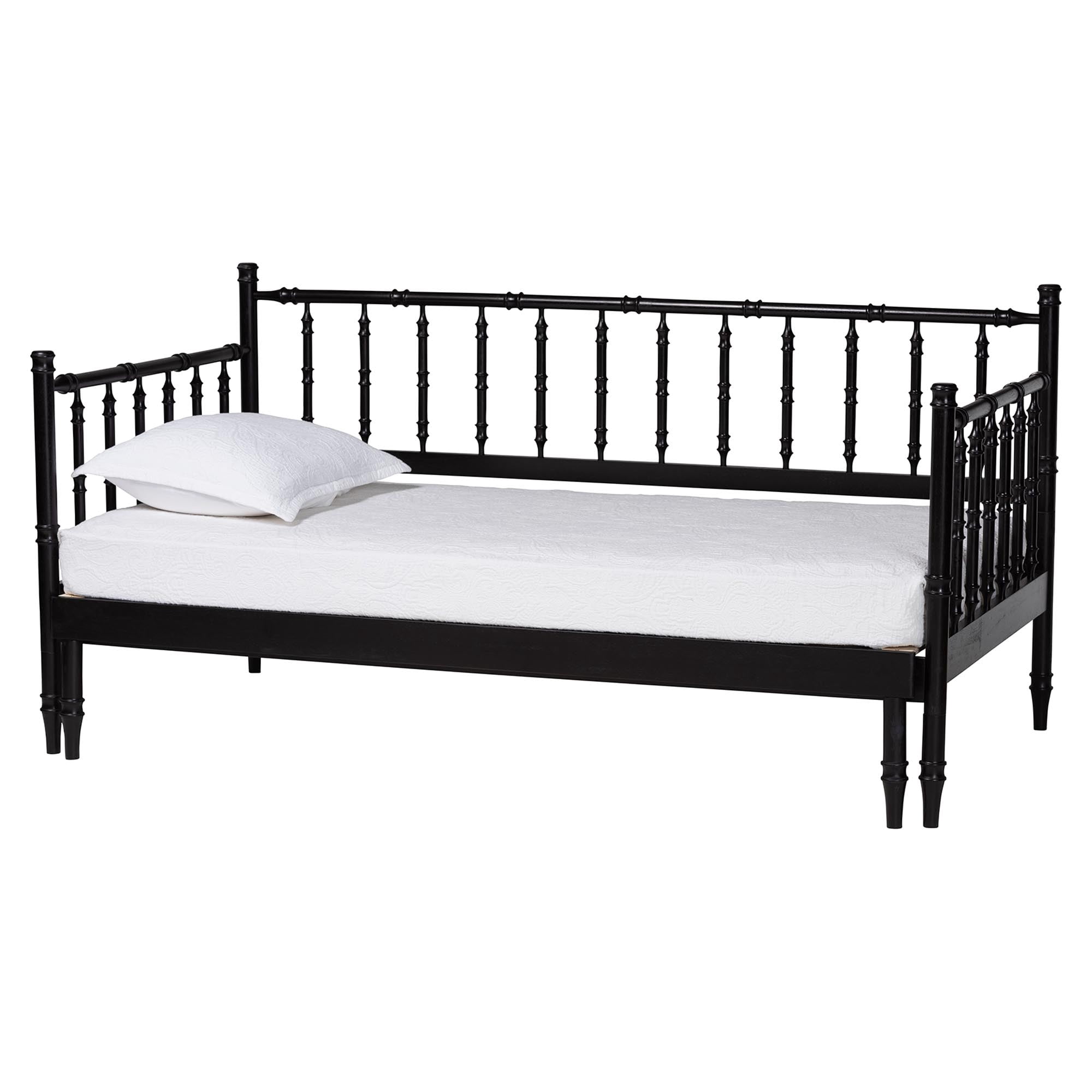 Baxton Studio Marisela Mid-Century Expandable Daybed, Twin to King, Black