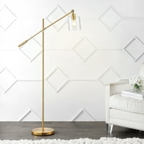 JONATHAN Y Kathryn Classic 60" Iron/Seeded Glass Adjustable Head Modern LED Floor Lamp, Brass Gold, JYL3081A