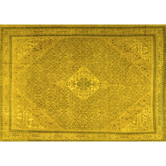 Ahgly Company Indoor Rectangle Persian Yellow Traditional Area Rugs, 5' x 7'
