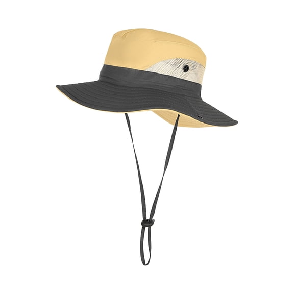 Children's Ponytail Sun Hat Wide Brim Bucket Hat for Kids UV Protection Foldable Summer Beach Fishing Safari Cap with Adjustable Chin Strap Breathable Mesh Outdoor Activewear Accessory