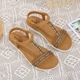 thumbnail image 5 of SHIBEVER Summer Casual Boho Flats Sandals for Women Comfortable Beach Braided Strap Beaded Shoes, 5 of 7