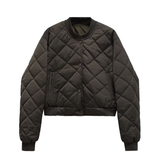 FAIWAD Womens Winter Quilted Jackets Long Sleeve Button Puffer Jacket Lightweight Solid Color Pockets Coats