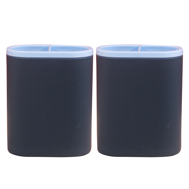 Moderno portalápices de dos colores, maquillaje de oficina, escritorio, almacenamiento multifunción, estuche simple para lápices, color azul