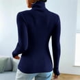 thumbnail image 5 of Ladies Tops Turtleneck Ribbed Knit Long Sleeve Slim Fit Pullover Sweater Top, 5 of 6