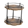 thumbnail image 2 of Bandeja giratoria de madera para especias, organizador de 2 capas, multiusos, estilo rústico Flor, 2 of 9