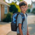 thumbnail image 3 of KUIFORTI Blue Lightning Dinosaur Print Boys Kids School Backpack 17 Inch Large Capacity with Side Pockets Suitable for Elementary Middle Students Back to School Supplies Gifts for Kids, 3 of 7