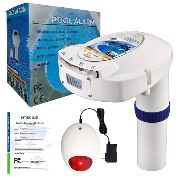IC ICLOVER Pool Alarm for Inground & Above Ground Pools Wireless Connection, Water Motion Sensor Swimming Pool Immersion Safety Alarms with Remote Receiver for Children Pets FCC-Compliant