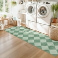 thumbnail image 4 of SUNDEREY 2'6''x8' Easy Jute Rugs for Hallway Entryway, 2.5x8 Non-Slip Washable Kitchen Rugs, Modern Checkered Hallway Rug, Farmhouse Neutral Soft Low Pile Carpet for Bedside Entry Front Door, Green, 4 of 10