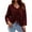 Claret, variant on Women Drawstring Ruching Front V Neck Long Sleeve Waffle Top