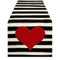 FYTPOV Valentines Day Decor Table Runner, Striped Red Heart Table Runner for Wedding Party, Christmas Runner for Table Home Decor, 13x72 inch