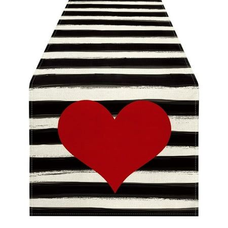 

Valentine s Day Table Flag Festival Decoration Love Little Gnome Pattern Linen Table Cloth 33 * 275cm