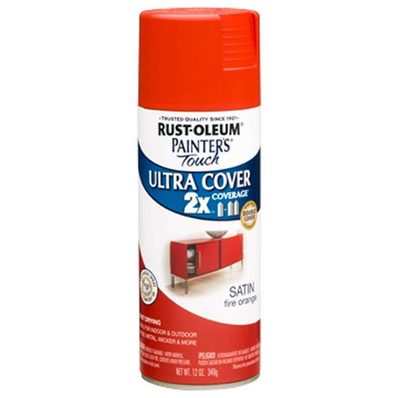 Rust-Oleum Painter's Touch Ultra Cover Spray Paint - Satin, Low Odor - 6 Pack, 12-Ounce, Orange