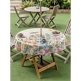 thumbnail image 4 of Outdoor Tablecloths with Umbrella Hole & Zipper, Colorful Floral Round Tablecloth 54 Inch, Farmhouse Vintage Dragonfly Butterfly Flower Waterproof Table Cloth, Patio/Pool/Picnic Table Covers, 4 of 8