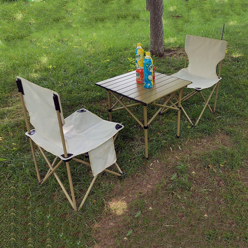 CreHeaven Outdoor Camping Folding Table and Chair Portable Set