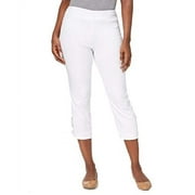 JM Collection Buckle-Hem Capri Pants (Bright White, L)
