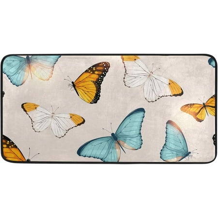 

BESTKITTY Kitchen Mat Beautiful Butterfly Kitchen Rug Mat Anti-Fatigue Comfort Floor Mat Non Slip Oil Stain Resistant Easy to Clean Kitchen Rug Bath Rug Carpet for Indoor Outdoor Doormat