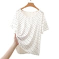 thumbnail image 5 of SROBPTY Womens Pajama Top Print Shorts Sleeve Crew Neck Shirts, 5 of 5