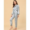 thumbnail image 2 of Conjuntos de pijama para mujer Ropa de dormir de manga larga con botones Traje de noche suave para mujer Conjuntos de salón Pj Gris L, 2 of 5