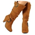 thumbnail image 6 of YLYL Women's Slouchy Mid Calf Boots Buckle Round Toe Side Zipper Wide Width Chunky Heel Fall Winter Boots, 6 of 9