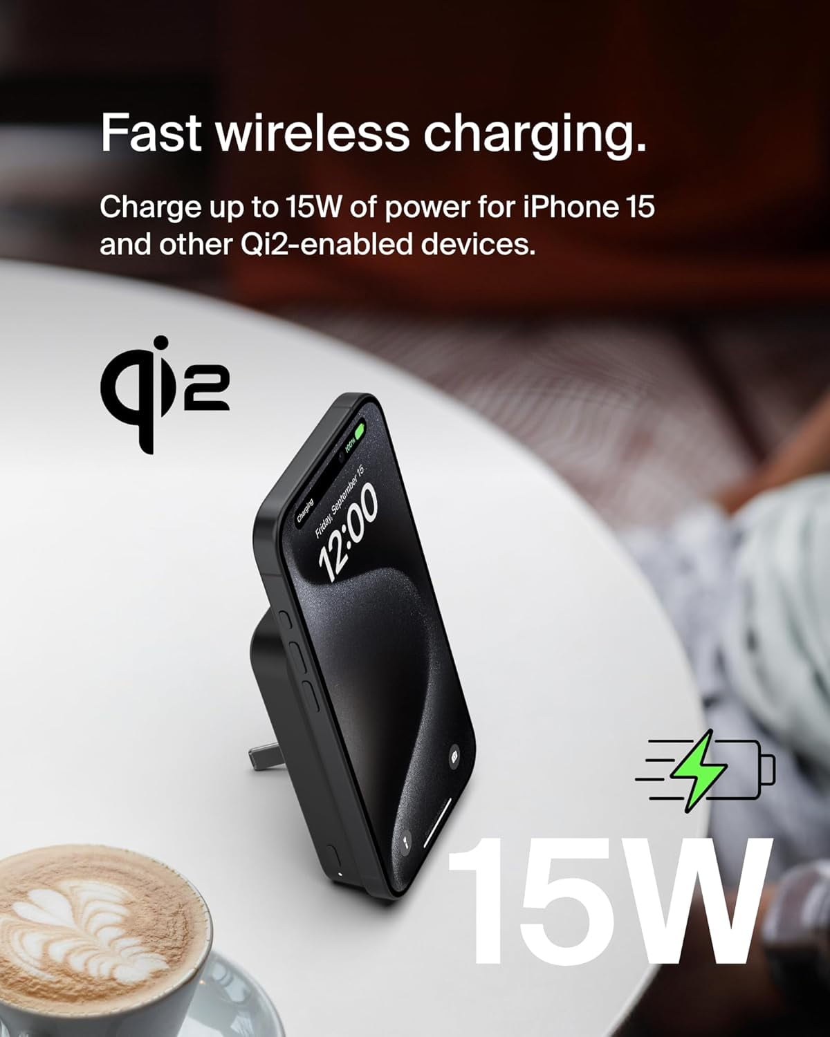 Belkin BoostCharge Pro Wireless Power Bank 8K w/ Qi2, MagSafe Compatible + Built-in Pop-up Kickstand - Compatible w/iPhone 16, 16 Plus, 16 Pro, 16 Pro Max, iPhone 15, iPhone 14, and More - Black