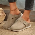 thumbnail image 3 of Rokment Orthopedic Wedges Mules and Clogs for Women 2026 Spring Summer Comfortable Fashion Suede Buckles Closed Toe Walking Sandals Casual Arch Support High Heel Dressy Half Slippers Khaki Size 6.5, 3 of 6