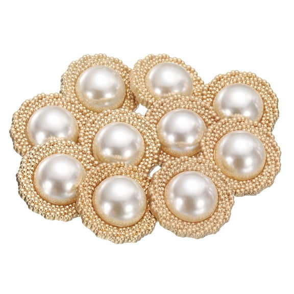 Uxcell 10pcs 48L Pearl Gold Metal Sewing Buttons 30mm 1-1/4" Round Women Coat Buttons with Plastic Shank Replacement DIY Button for Sewing Clothing Sweater Decoration Craft, #3