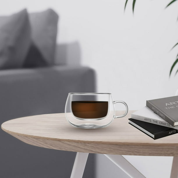 Taza de café transparente con aislamiento de doble pared | Vaso de vidrio resistente al calor para bebidas frías y calientes | Fácil de limpiar, duradero y a prueba de fugas