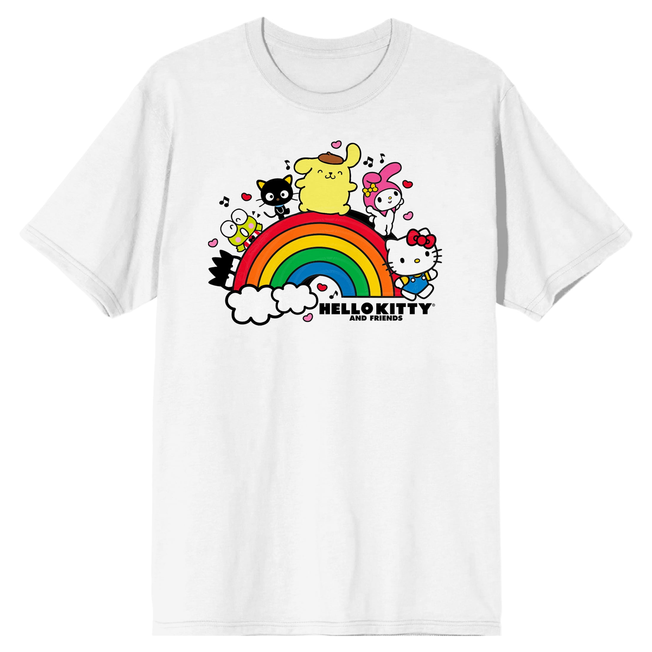 Hello Kitty Rainbow Group Art Women's White Crop T-shirt - Walmart.com