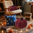 thumbnail image 5 of Yyuenw Halloween Pumpkin Plush Pillow, 3D Simulated Pumpkin Pillow, Teddy Fleece Pumpkin Throw Pillows, Halloween Happy Halloween Sherpa Fall Decorative Pumpkin Shaped Pillow Cute 3D Shaped Cushion, 5 of 5
