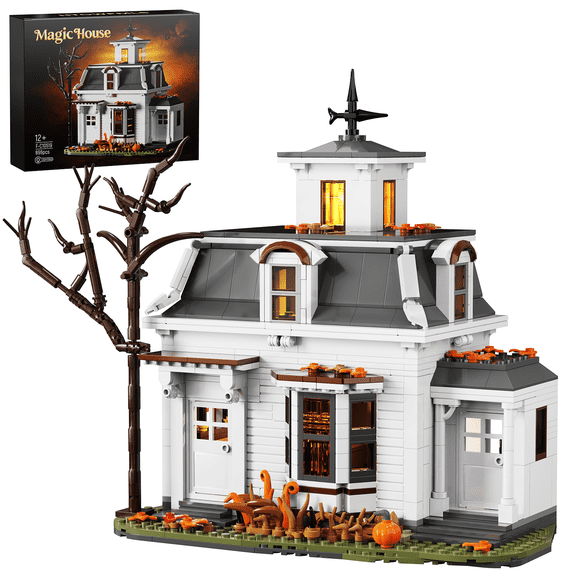 Witch's Magic House Building Block Sets Halloween Haunted House Horror Castle Gift for Adults Kids