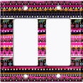 thumbnail image 6 of Metal Light Switch Plate Cover Ethnic Aztec Tribal Art Pattern Pink SFR048, 6 of 13