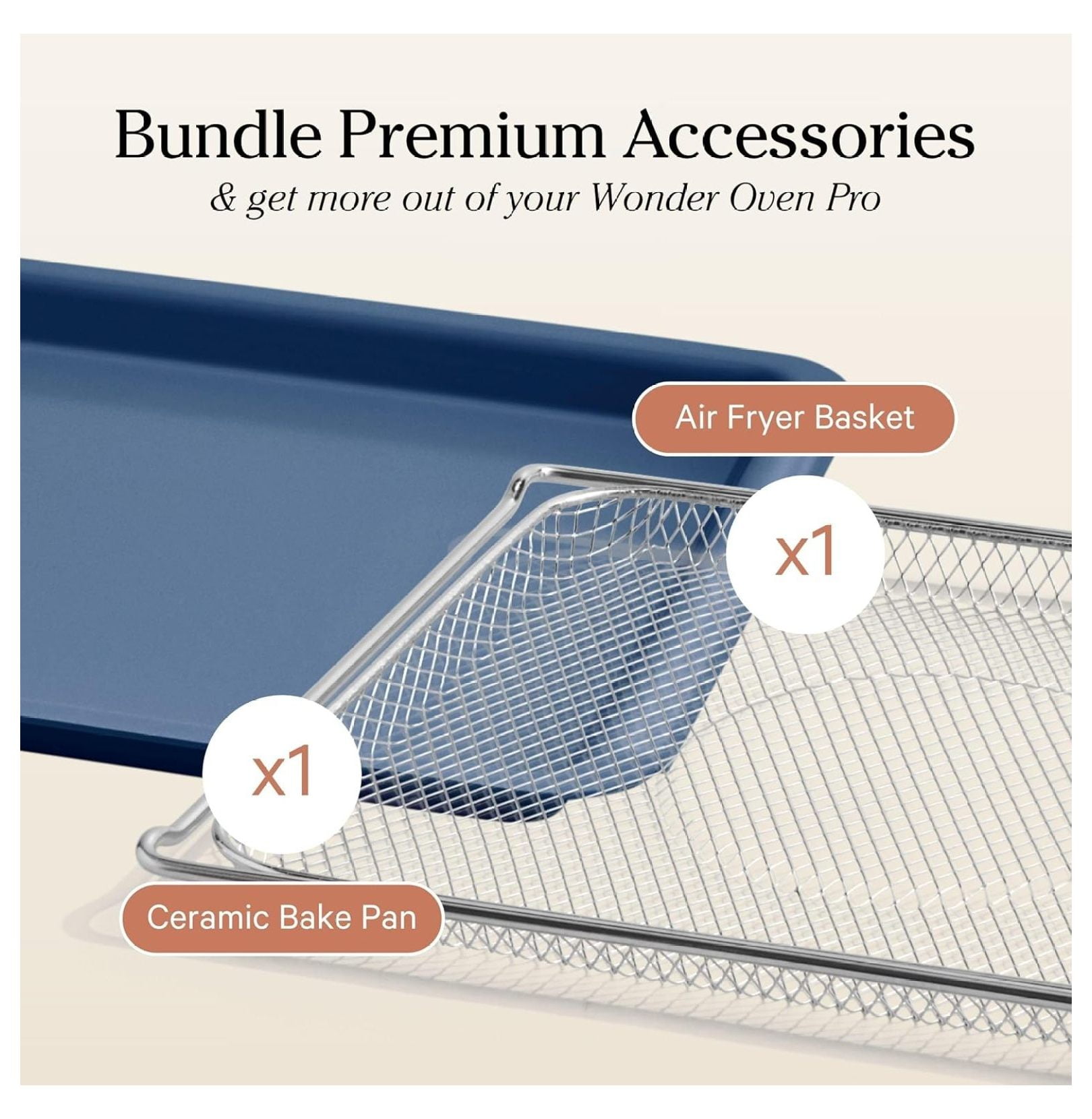 Wonder Oven Pro Kit with Large Aluminum Bake Pan and Steel Air Fryer Basket | Non-Toxic, Non-stick, Easy-to-Clean Baking & Frying Accessories, Oven-Safe up to 450°F | Blue Salt