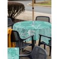 thumbnail image 5 of Outdoor Tablecloth with Umbrella Hole for Patio/Picnic/Party/Camping, Teal Coastal Waterproof Table Cloth Square Cover Washable, Starfish Coral Summer Beach Ocean (60"x 60"), 5 of 8