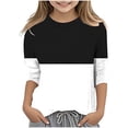 thumbnail image 1 of Splozh T-Shirt Basique à Manches Longues pour Fille, Col Rond Décontracté, Manches Trois Quarts, Haut Basique Régulier à Manches 3/4, Blanc, 12-13 Ans, 1 of 5