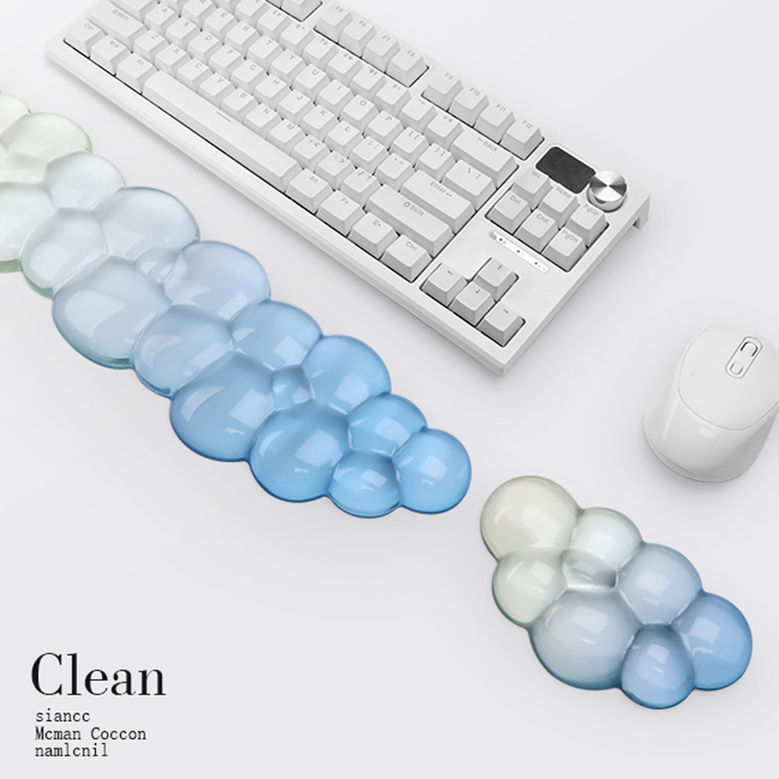 Cloud Pattern Ergonomic Wrist Support Set For Computer Soft Silicone Pad And Keyboard Rest With Airflows Texture