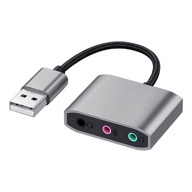 New External USB Sound Card Audio Jack 3.5mm Cable Adapter HIFI Sound for Microphone Speaker Headset PC Laptop,1 * External USB Sound Card,Gray
