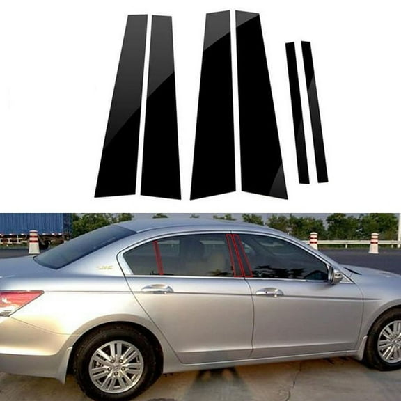 6Pcs Black Pillar Posts For Honda Accord 2008-2013 Set Door Casement Trim Cover