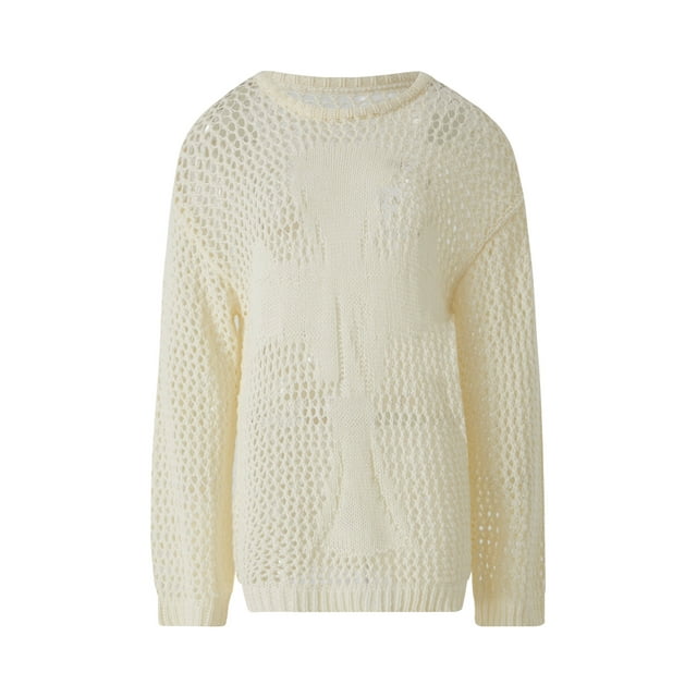 Lucakuins, camisa de manga larga para mujer, blusa de otoño de Color sólido, Jersey holgado calado, Tops informales, ropa de calle para discoteca Lucakuins moda