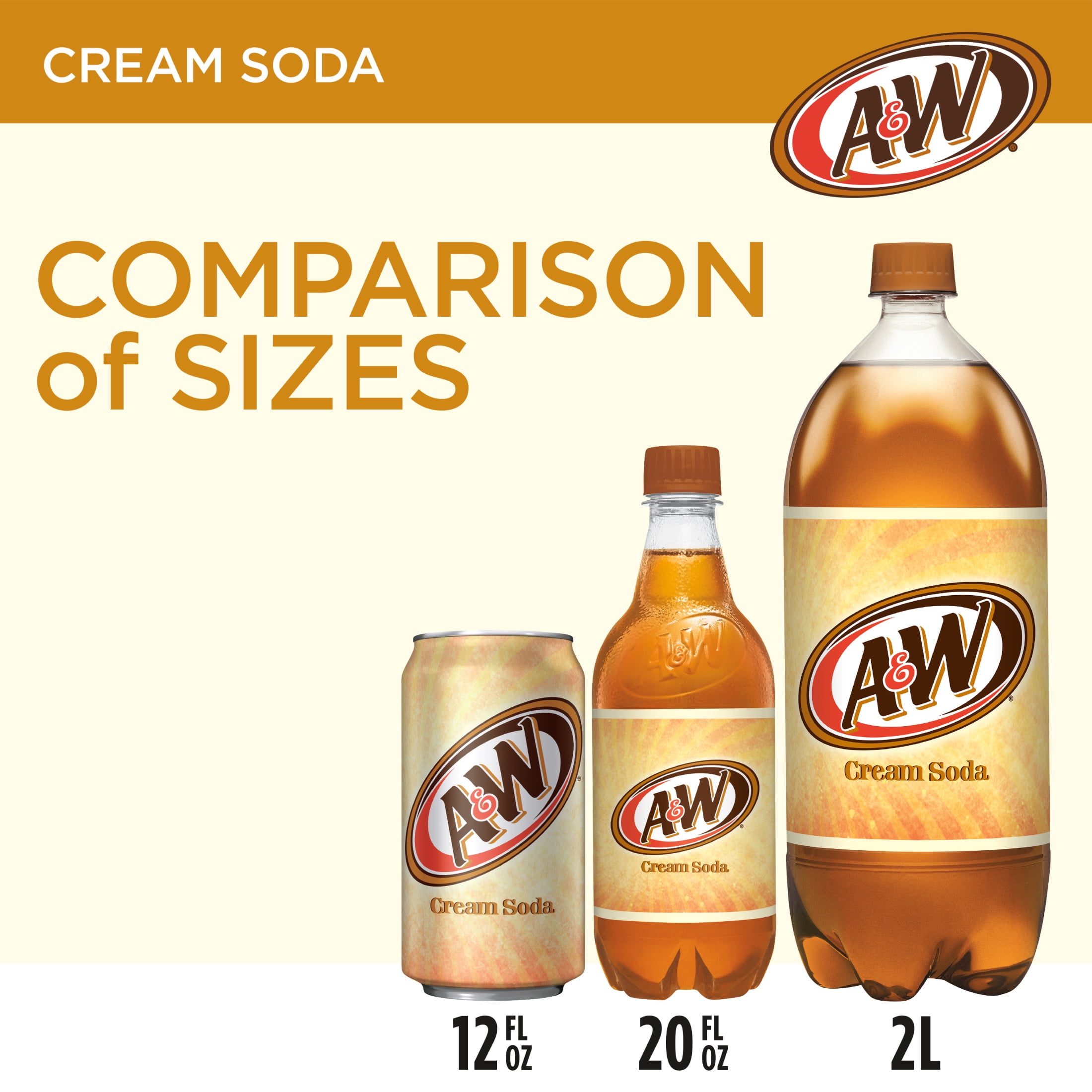 A&W Cream Soda Pop, 16.9 fl oz, 6 Pack Bottles