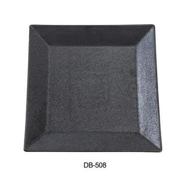 Yanco DB-508 8 in. Diamond Black Collection Square Plate, Matte Glaze - Pack of 36