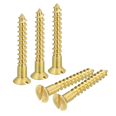 

Uxcell 20Pack M5.5 x 40mm Brass Slotted Drive Flat Head Wood Screws Self Tapping Screw