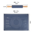 thumbnail image 3 of Non-Stick Silicone Rolling Pin & Dough Mat Set,Rolling Pin with Thick Baking Mat for Kneading Dough,Dark Blue,Baking Essentials,Rolling Mat,JN,1 Set, 3 of 6