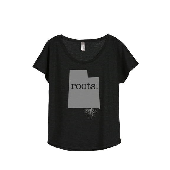Thread Tank Home Roots State Utah UT Women's Relaxed Slouchy Dolman T-Shirt Tee Heather Black 3X-Large