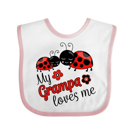 

Inktastic My Grampa Loves Me with Cute Ladybugs Gift Baby Boy or Baby Girl Bib