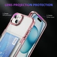 thumbnail image 5 of ELEHOLD for iPhone 14 Case,Clear Card Holder Kickstand Credit Card Slot Soft TPU+Hard PC Slim Bumper Anti-Scratch Shockproof Protective Wallet Case for iPhone 14,Pink, 5 of 8