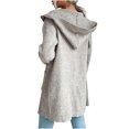 thumbnail image 5 of Long Open Front Hooded Cardigan for Women Ribbed Knit Solid Color Long Sleeve Sweater Tops Outerwear with Pockets, 5 of 7