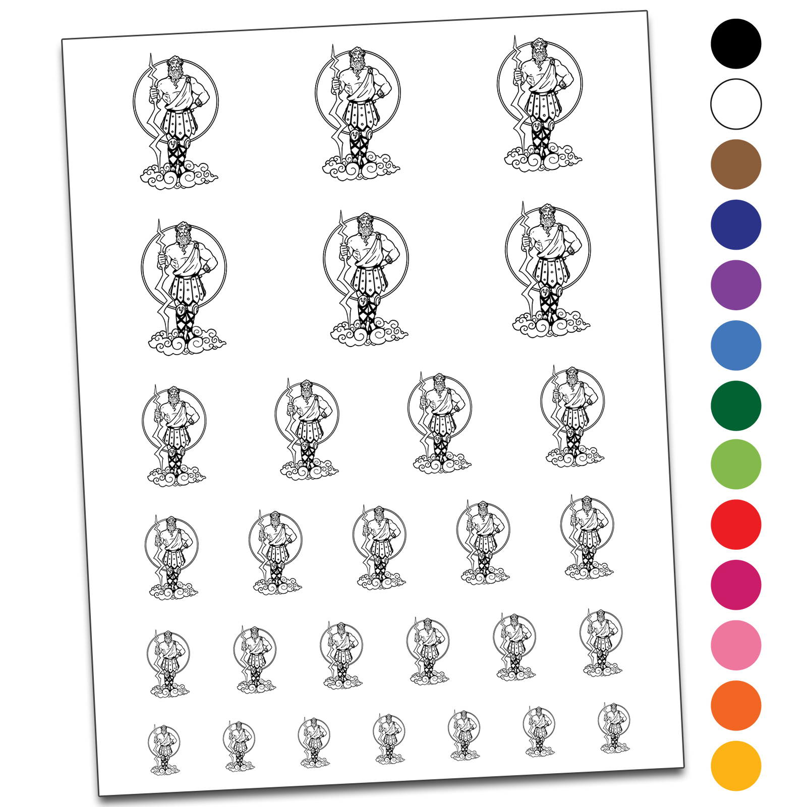 Zeus Greek God of Thunder Water Resistant Temporary Tattoo Set Fake