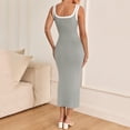 thumbnail image 3 of Women's Sexy Backless Satin Maxi Dress V-Neck Side Cutout High Split Graduation Dress, 3 of 5